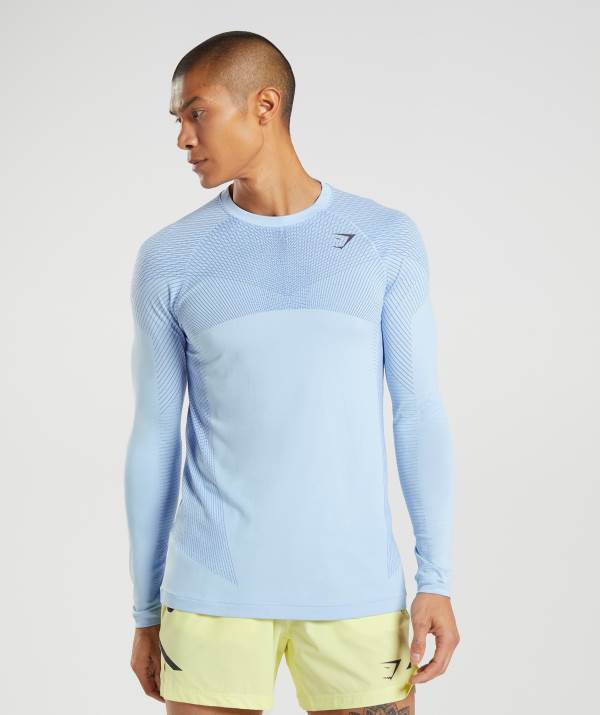 Panske Mikiny Gymshark Apex Seamless Long Sleeve Modre / Modre | NQ3549681